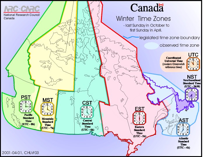 time zone map canada. Canada Distance Chart